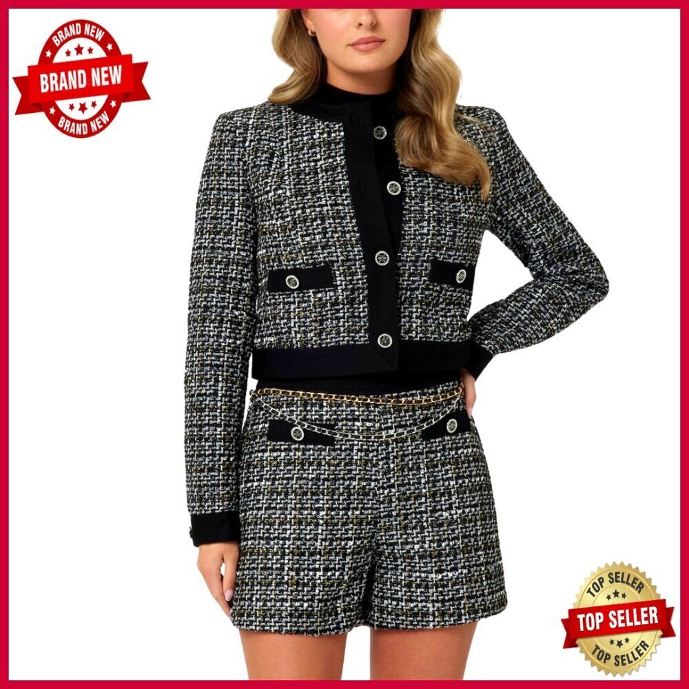 Denim Tweed Jacket with Recycled Polyester, Regular Fit, Long Sleeve